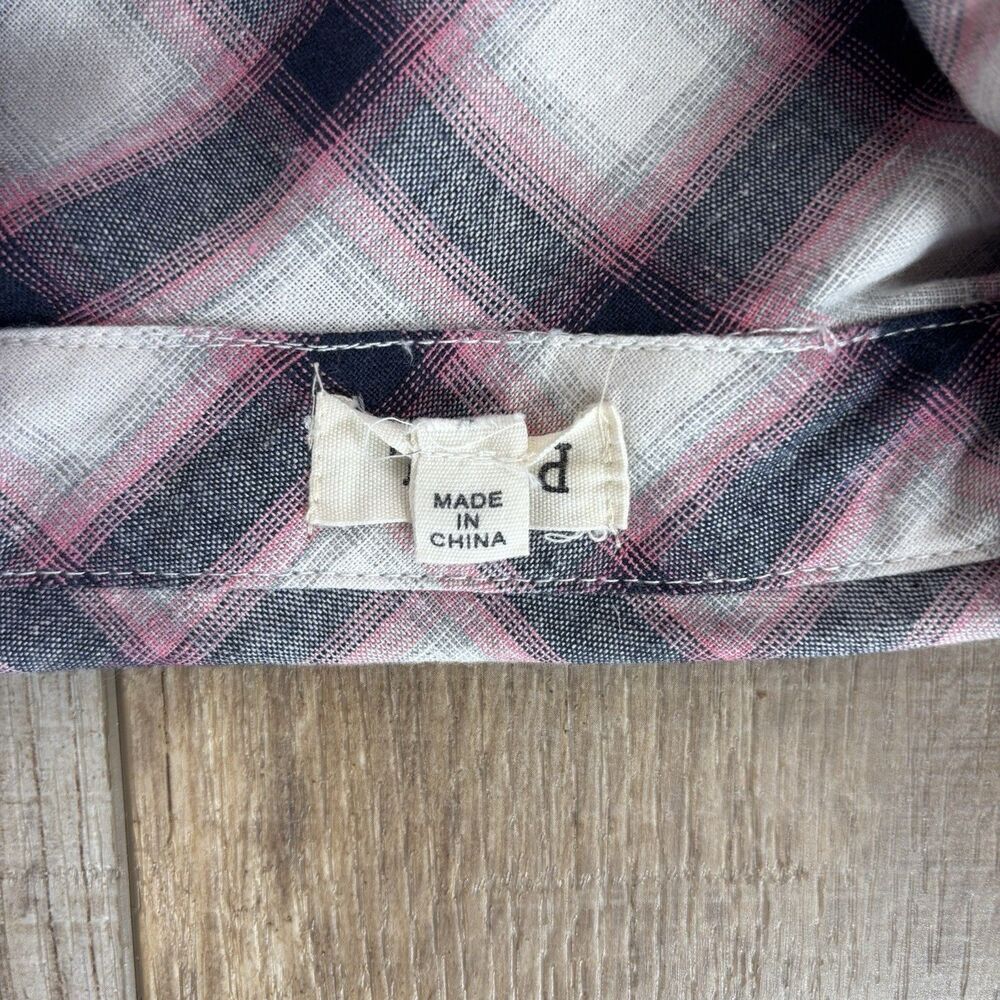 POL Womens Western Pink Plaid Button Down Tunic Size L Rodeo Festival Star Studs - Picture 5 of 13